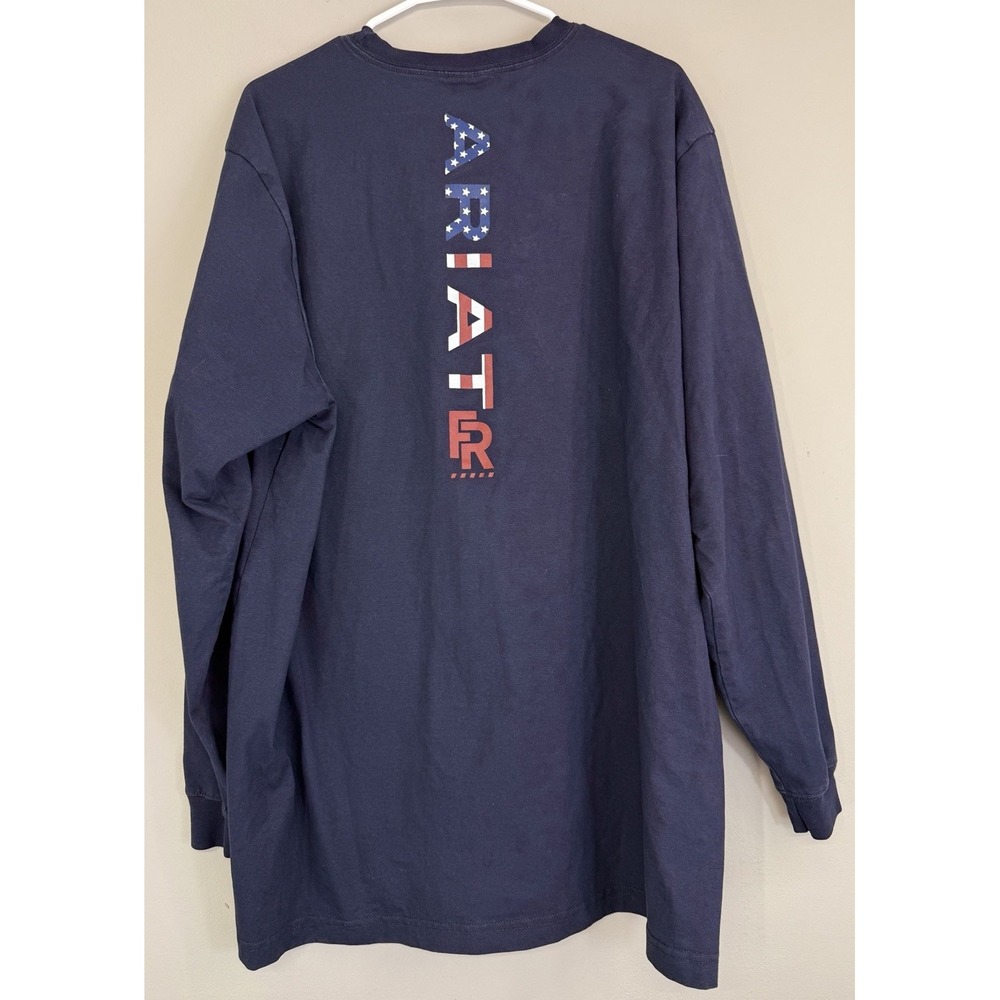 Ariat FR Men's 2XL FR Work Knit Shirt Workwear Patriotic Spell Out